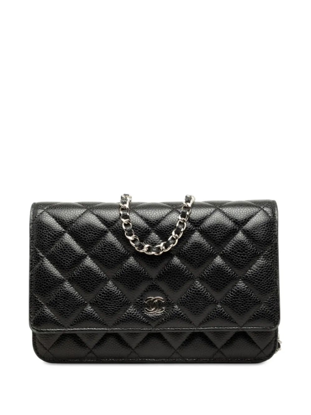 CHANEL Pre-Owned 2018-2019 CC Quilted Caviar Wallet on Chain crossbody bag - Nero