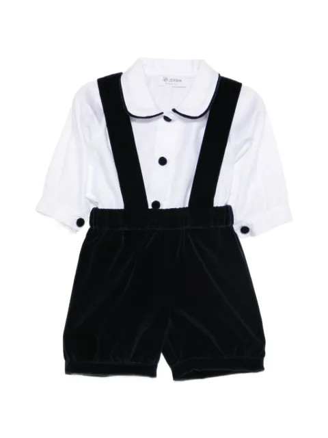 JESURUM BABY velvet-trim shirt dungaree shorts