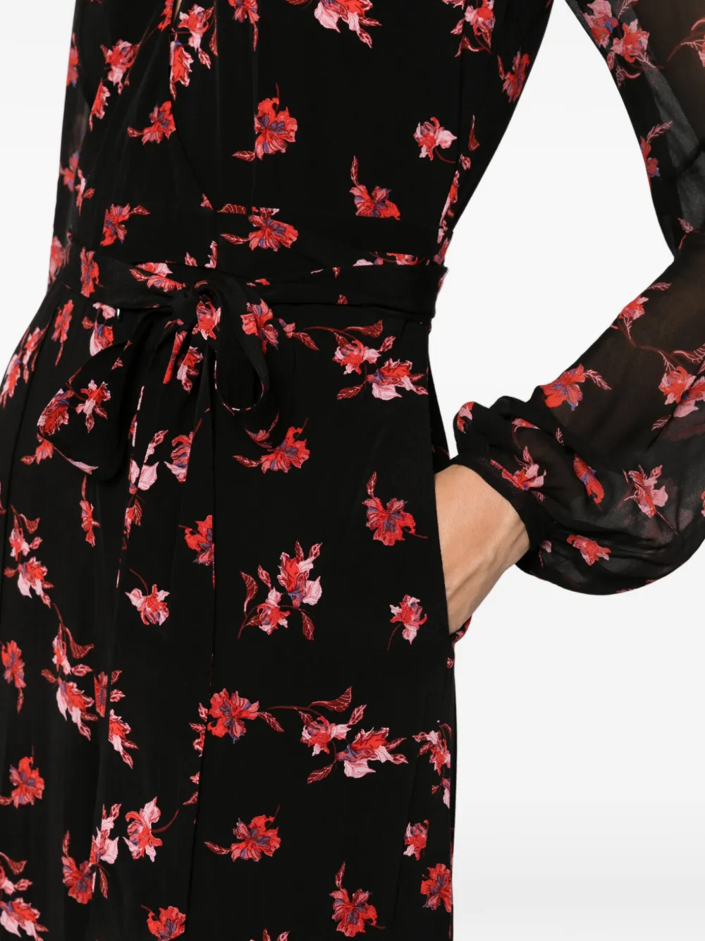DVF Diane von Furstenberg Keira floral-print tied-waist jumpsuit Zwart
