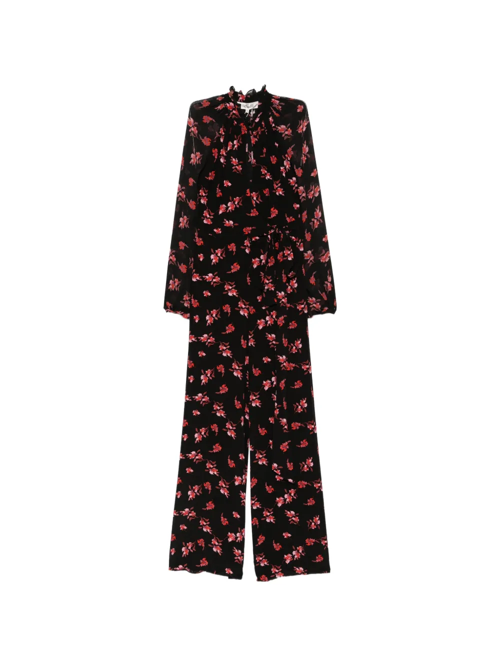 DVF Diane von Furstenberg Keira floral-print tied-waist jumpsuit - Nero