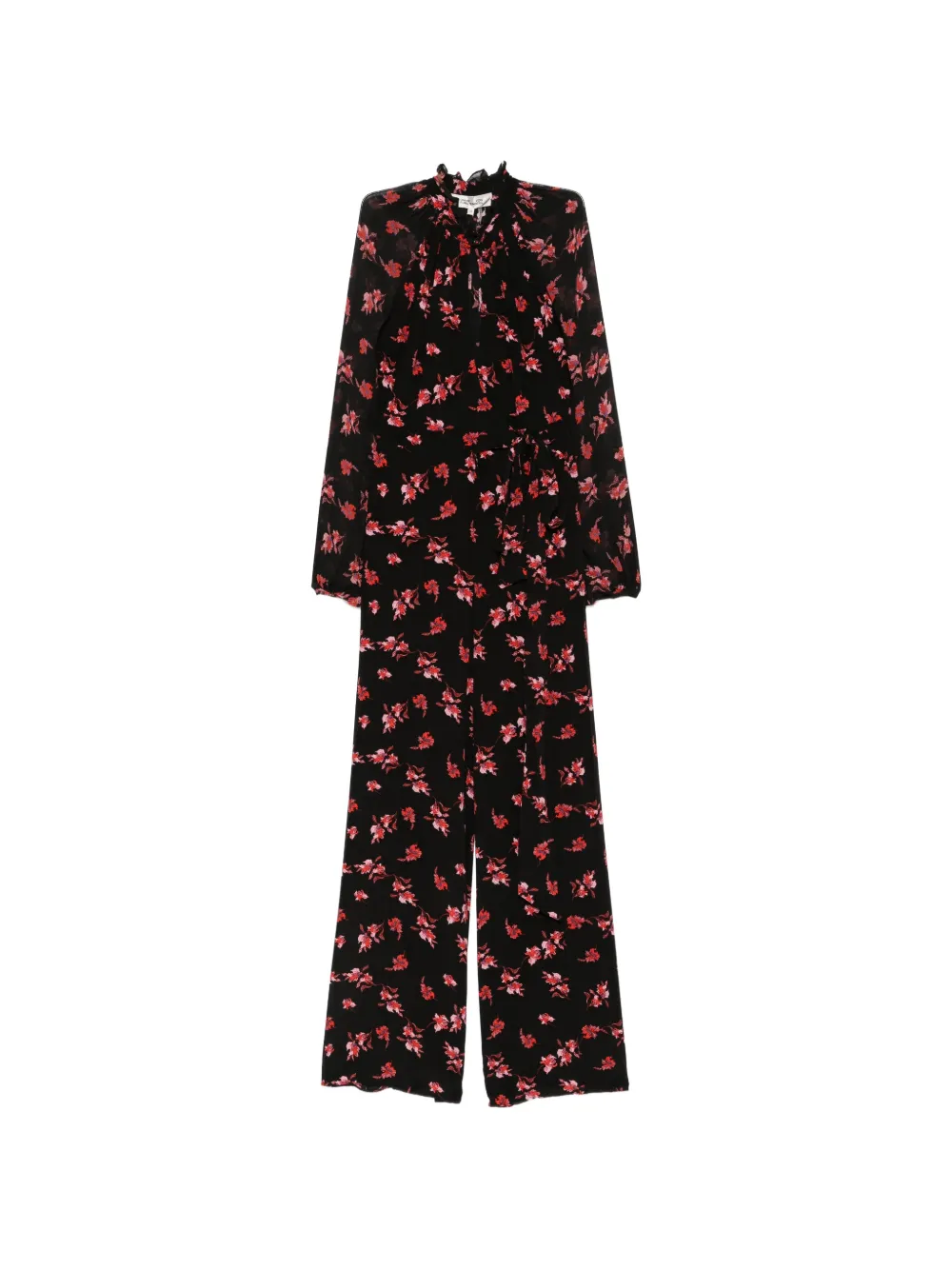 DVF Diane von Furstenberg Keira floral-print tied-waist jumpsuit - Schwarz