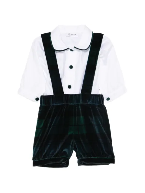 JESURUM BABY check velvet-panelled trousers set