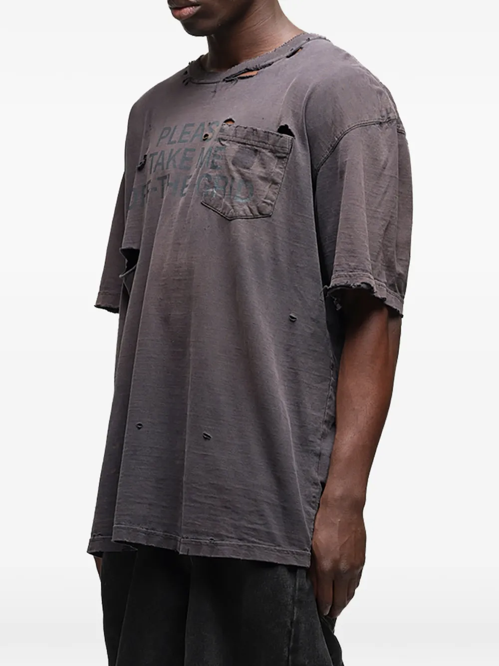 WALD Reworked Work distressed T-shirt Zwart