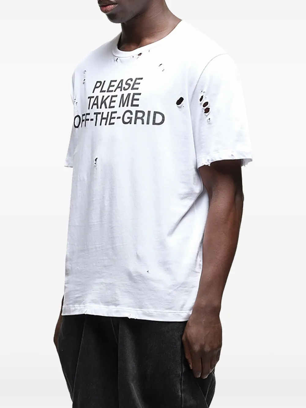WALD distressed slogan-print T-shirt Wit