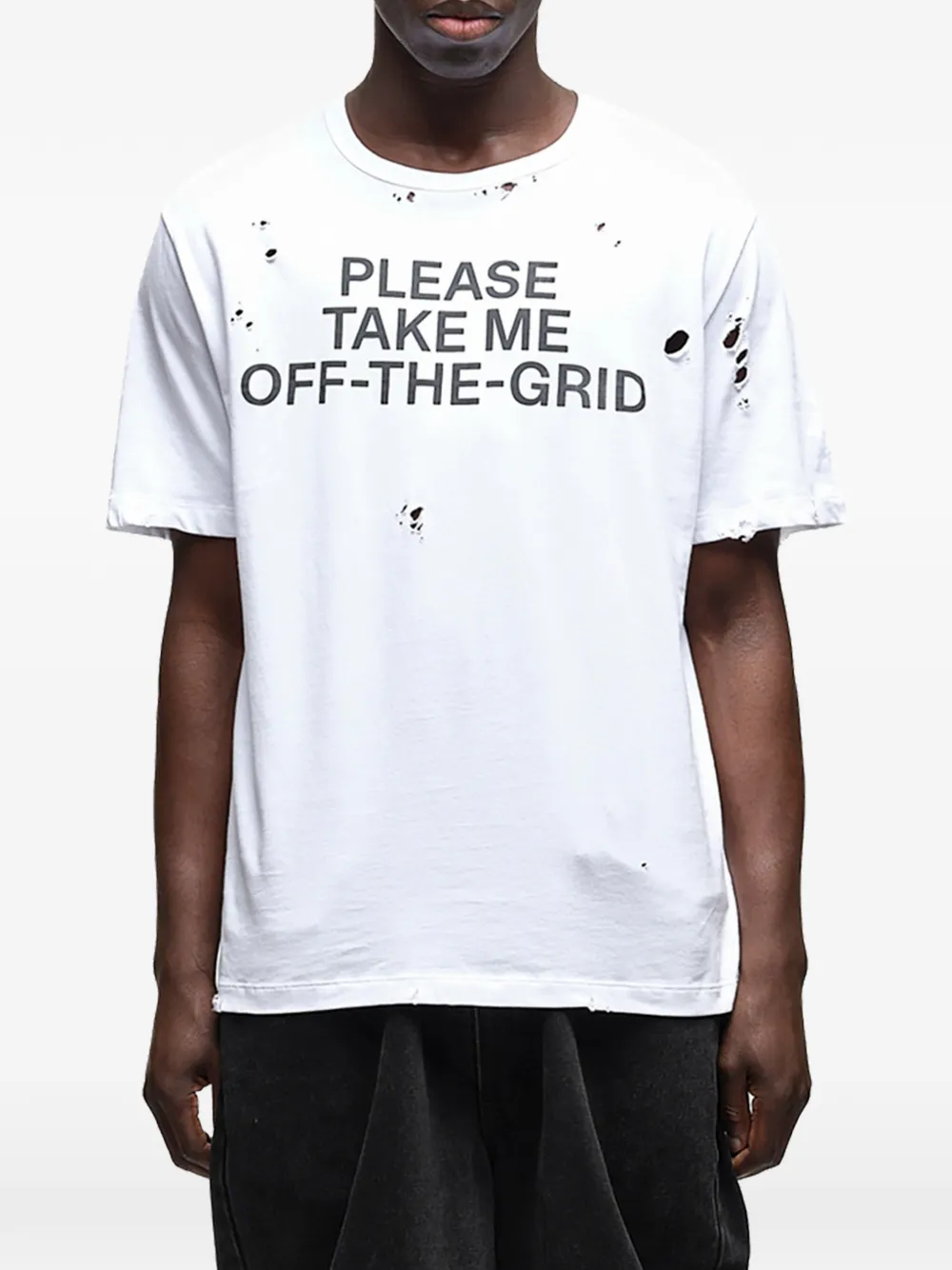 WALD distressed slogan-print T-shirt Wit
