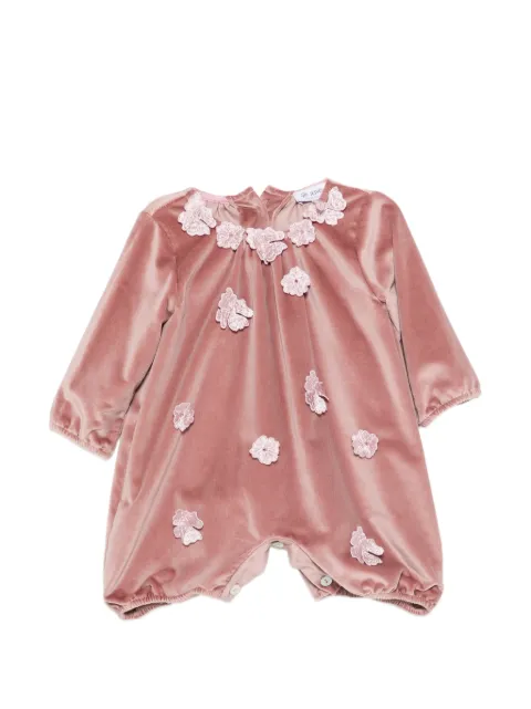JESURUM BABY floral-appliqué velvet romper