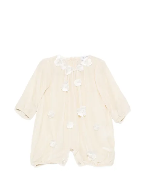 JESURUM BABY floral-appliqué velvet romper