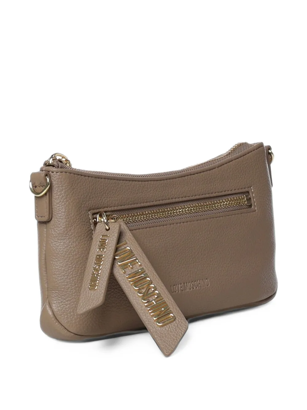 Love Moschino logo-plaque grained shoulder bag Beige