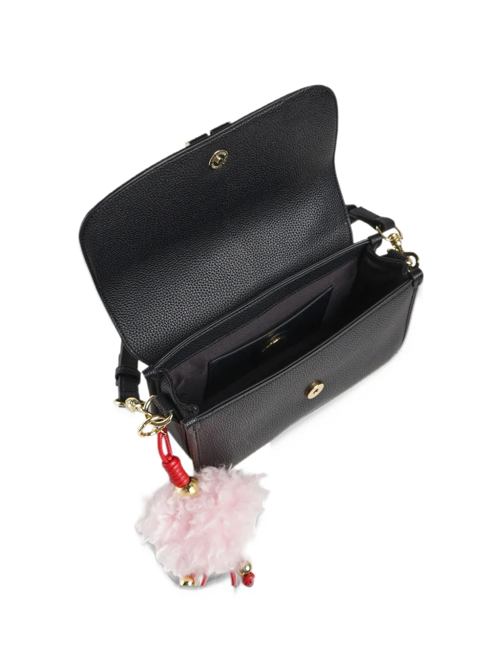 Love Moschino logo-plaque pompom-detail shoulder bag Zwart