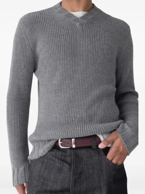 Carter Young ribbed V-neck wool sweater