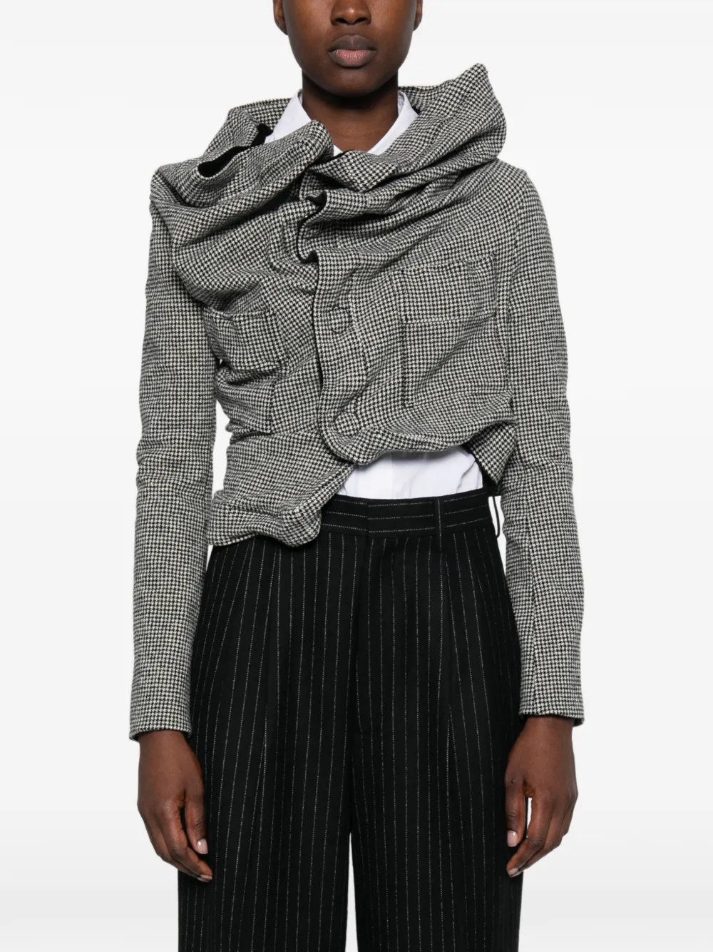 Junya Watanabe Gedrapeerd jack met pied-de-poule-patroon Zwart