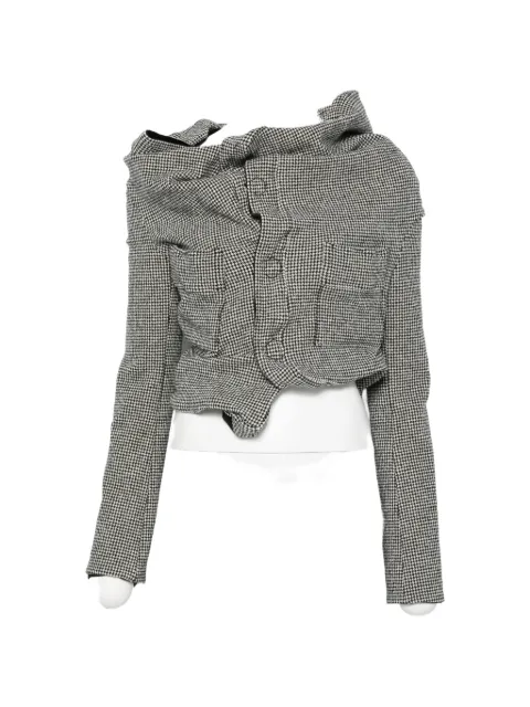 Junya Watanabe houndstooth-pattern draped-design jacket