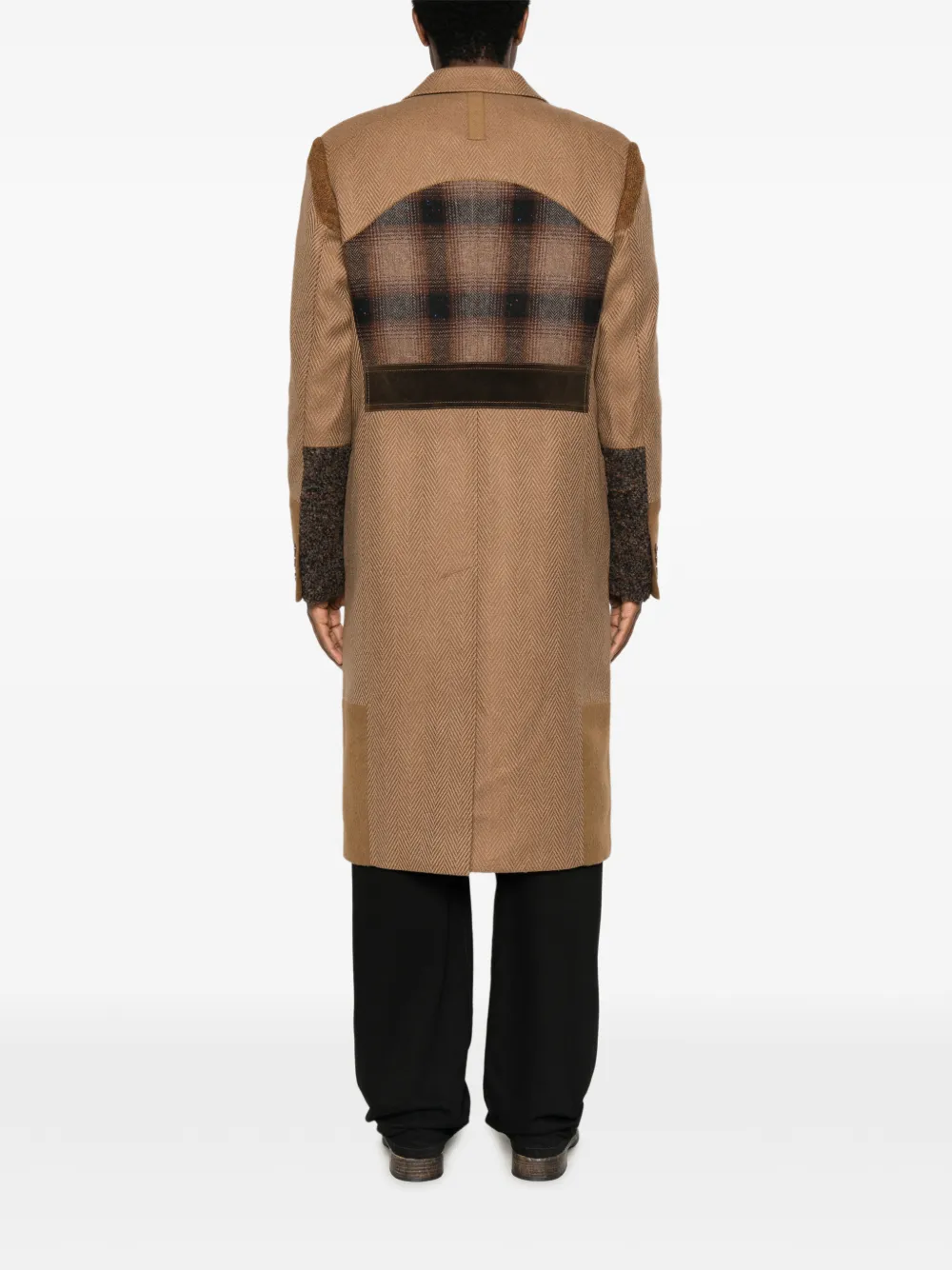 Junya Watanabe MAN Jas met patchwork en visgraatpatroon Bruin