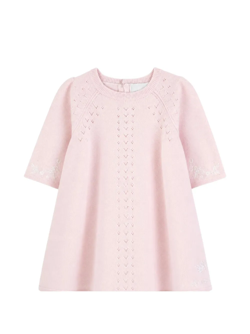 Givenchy Kids floral-embroidered pointelle-knit dress Roze