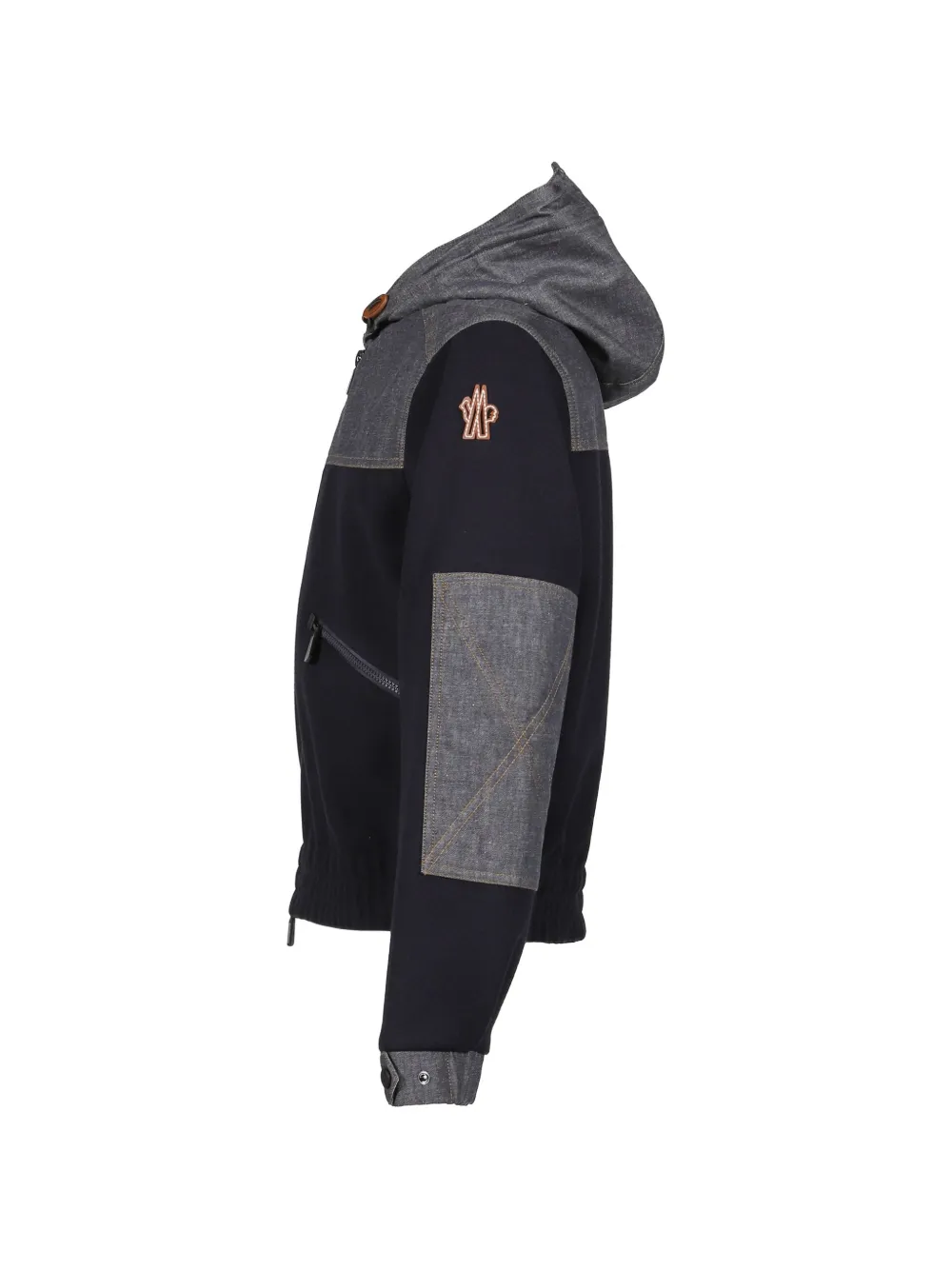 Moncler Grenoble Fleece jack met denim vlak Blauw