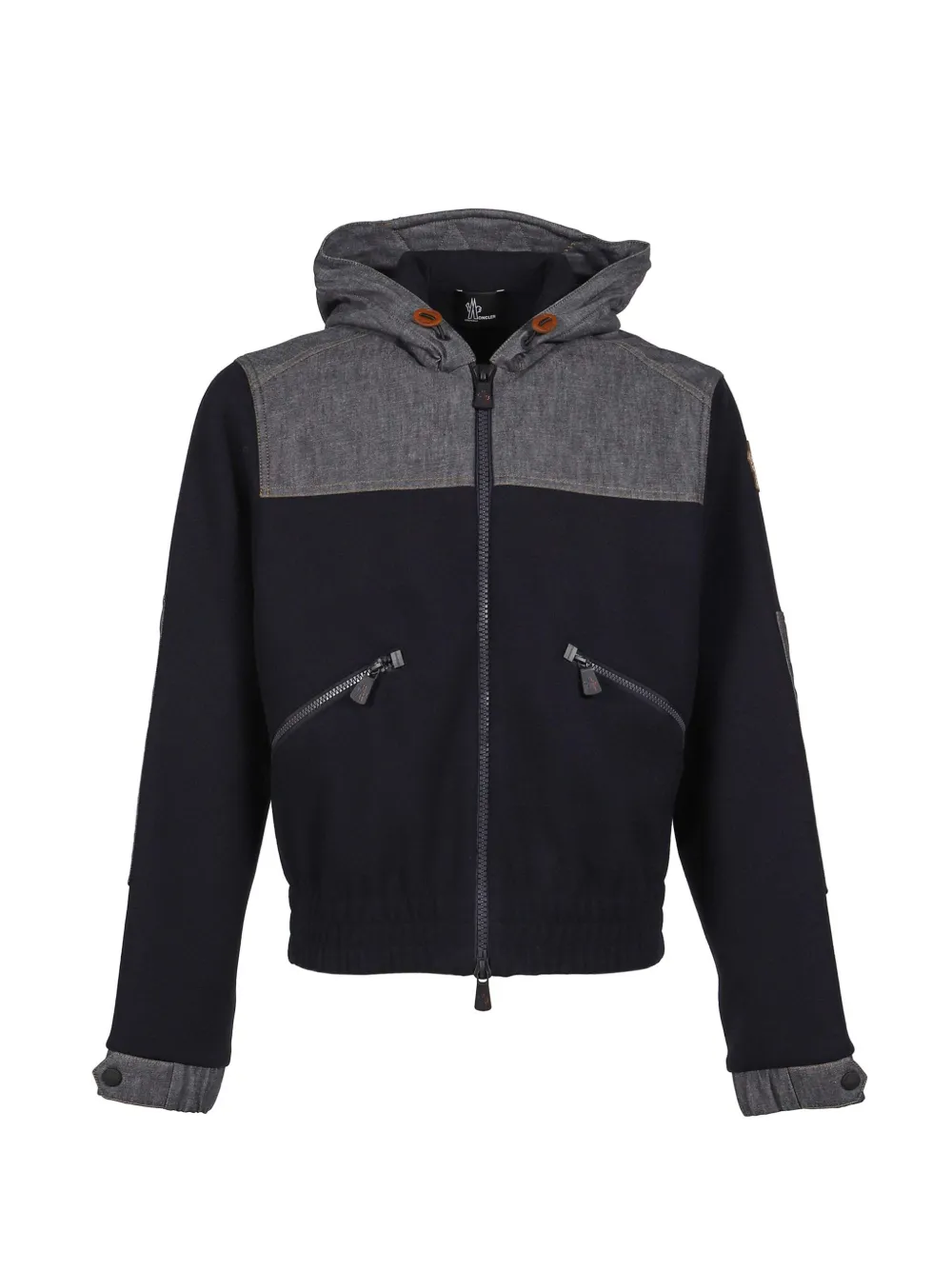 Moncler Grenoble denim-panel fleece jacket - Bleu Moncler Grenoble denim-panel fleece jacket - Bleu