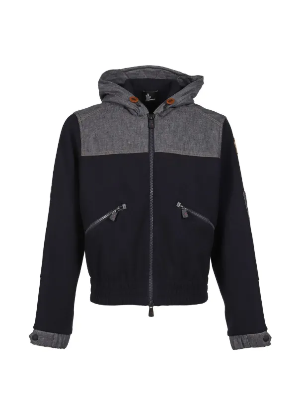 Moncler Grenoble デニムパネル フリースジャケット | ブルー