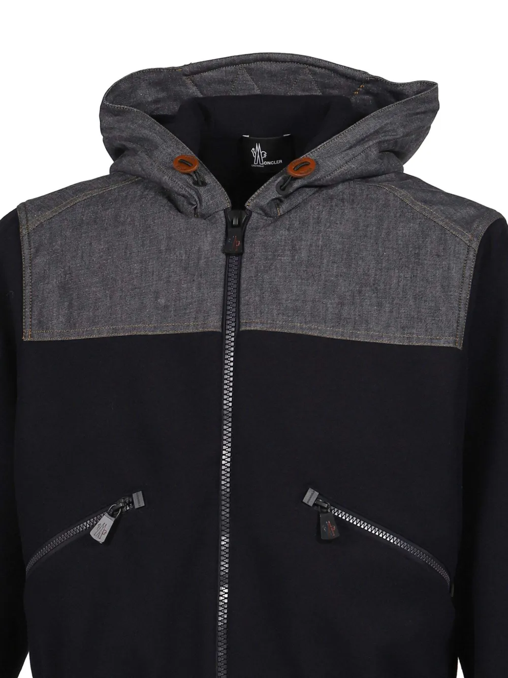 Moncler Grenoble Fleece jack met denim vlak Blauw