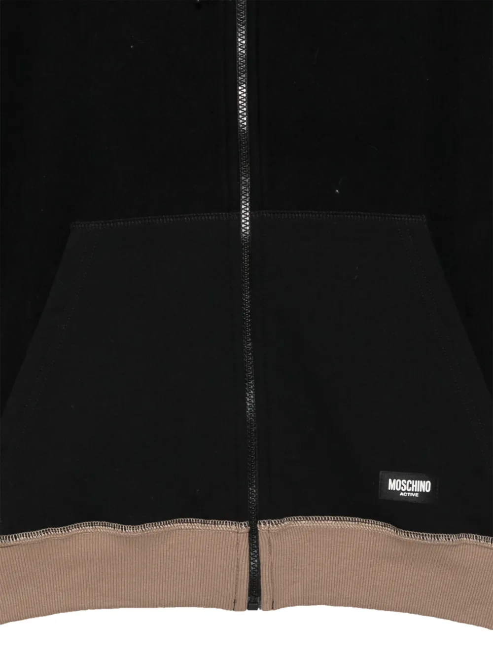 Moschino logo-patch zip-up hoodie Zwart