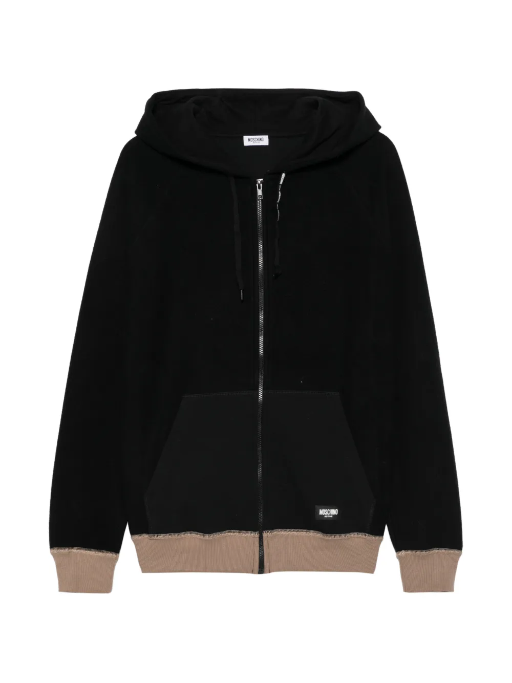 Moschino logo-patch zip-up hoodie Zwart