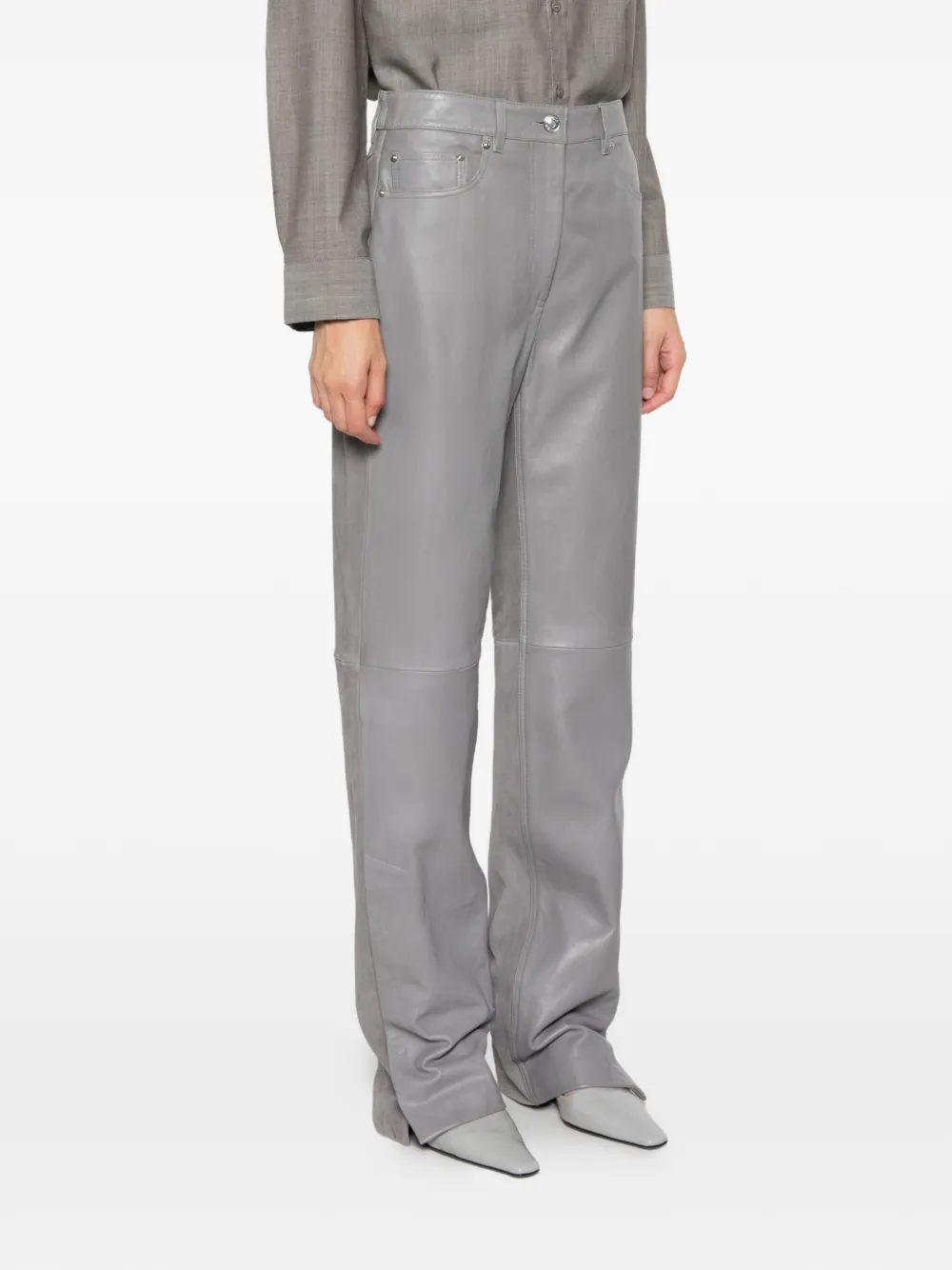 Sportmax paneled leather trousers Grijs