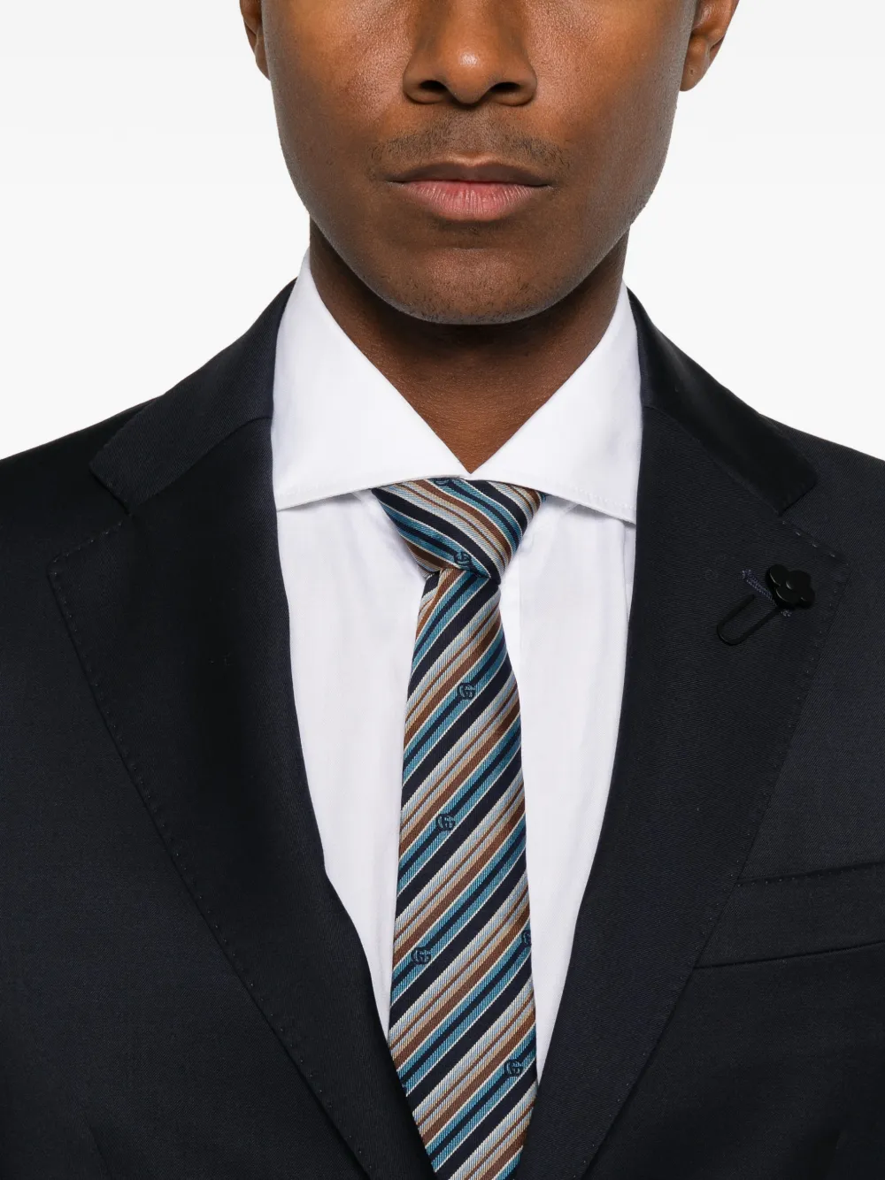 Lardini Pak met enkele rij knopen en gekerfde revers Blauw