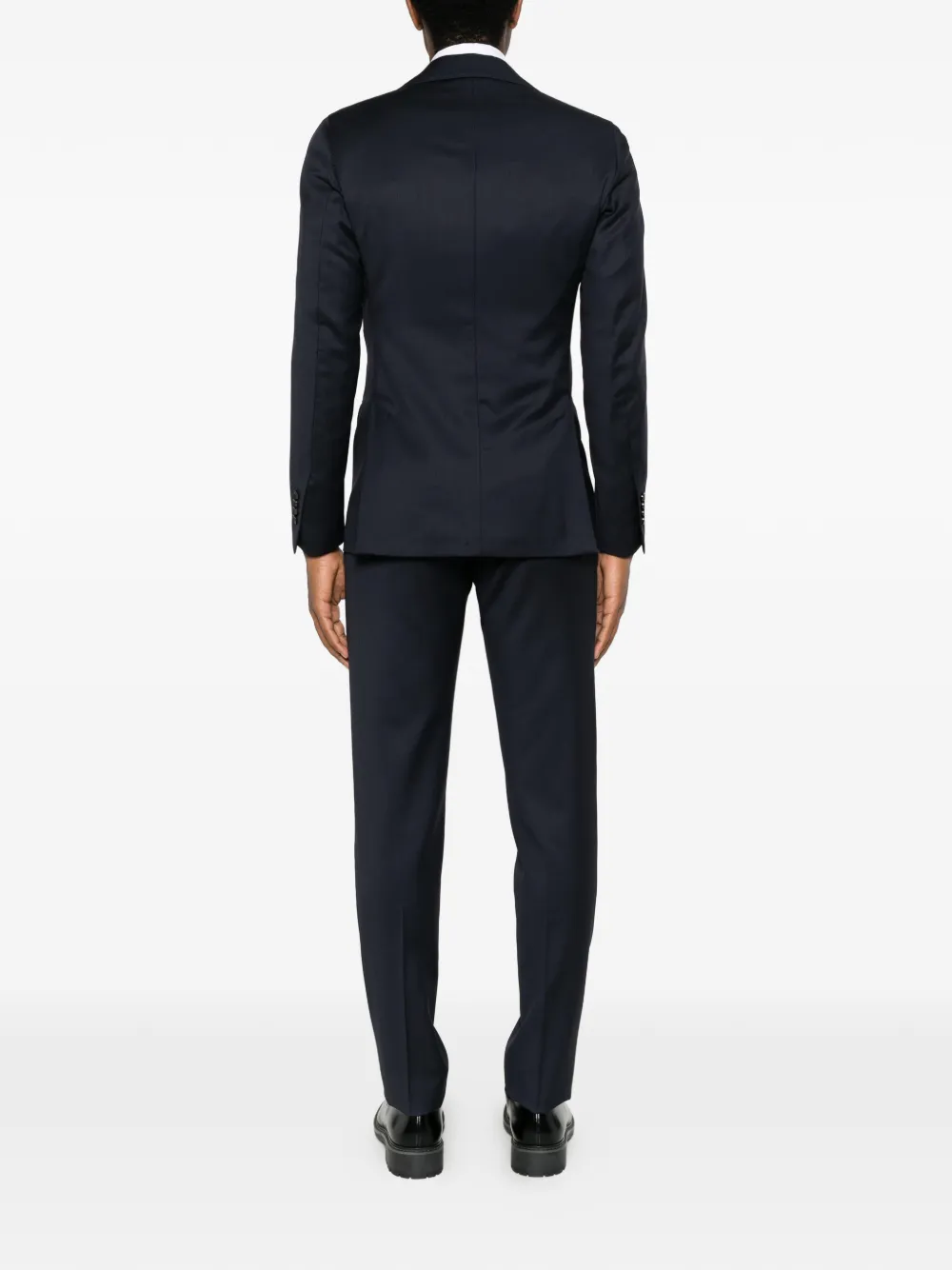Lardini Pak met enkele rij knopen en gekerfde revers Blauw