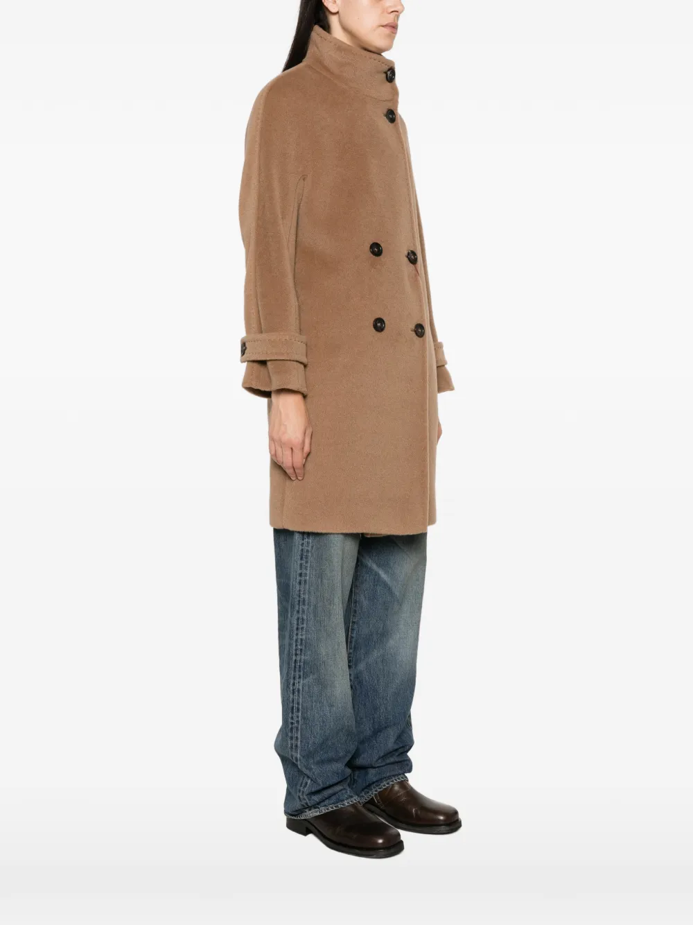 Max Mara double-breasted buttoned-cuff coat Beige