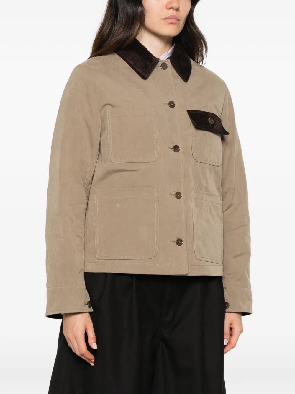 ASPESI corduroy-trim patch-pocket jacket Beige