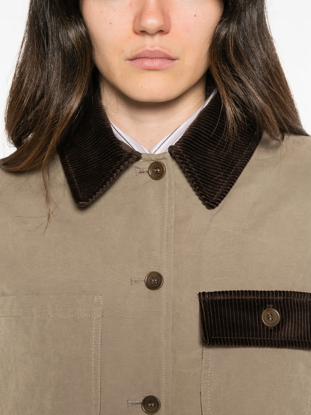 ASPESI corduroy-trim patch-pocket jacket Beige