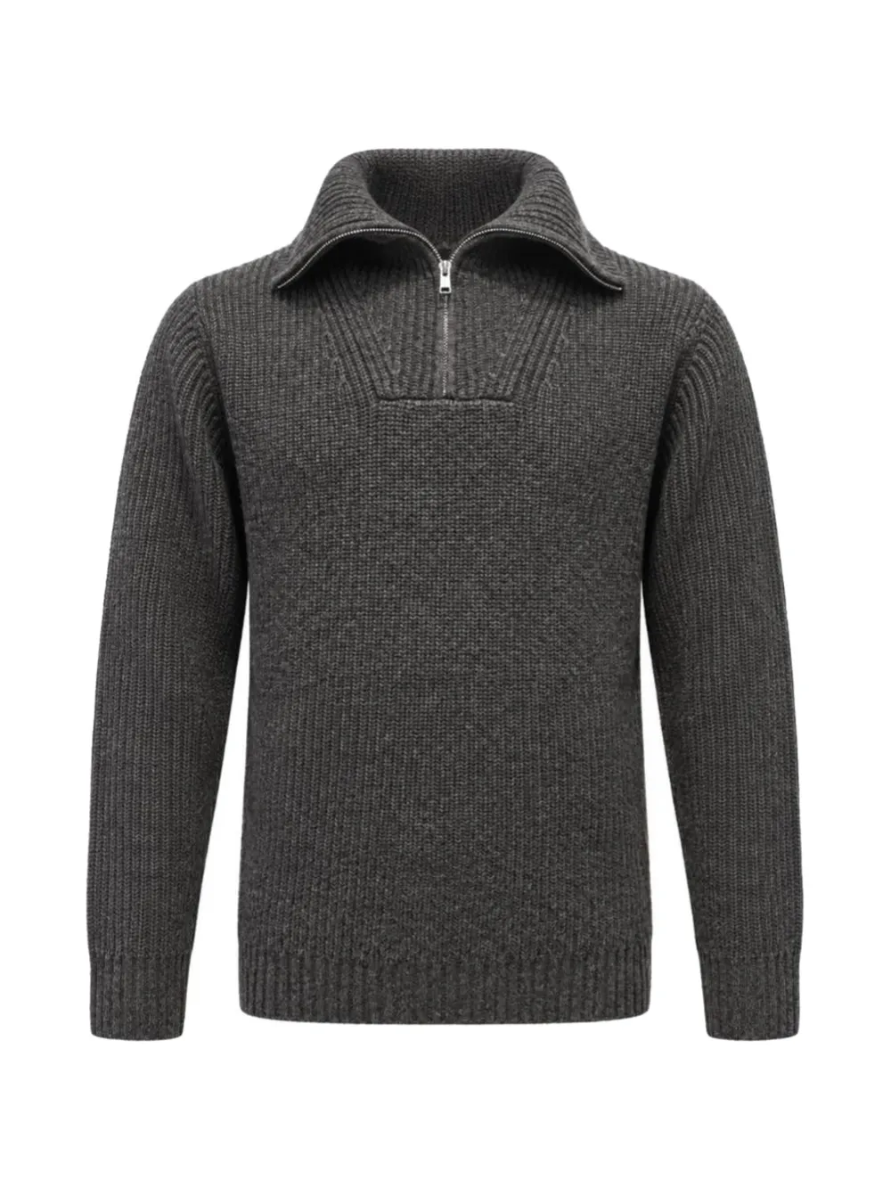 Yves Salomon zip-up ribbed-knit sweater - Gris