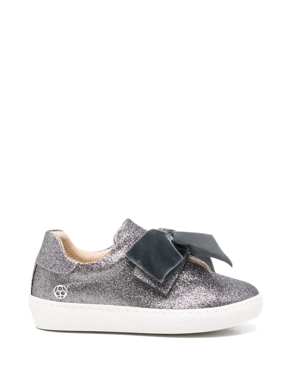 Florens glitter-effect velvet-bow sneakers | Grey | Image 1