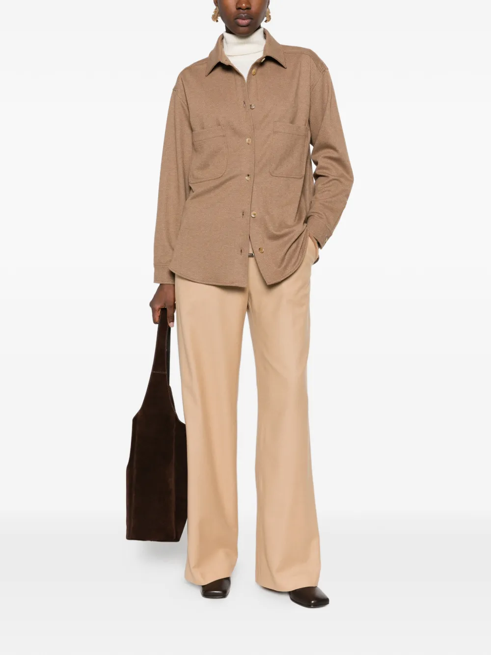 Max Mara herringbone patch-pocket jacket Bruin