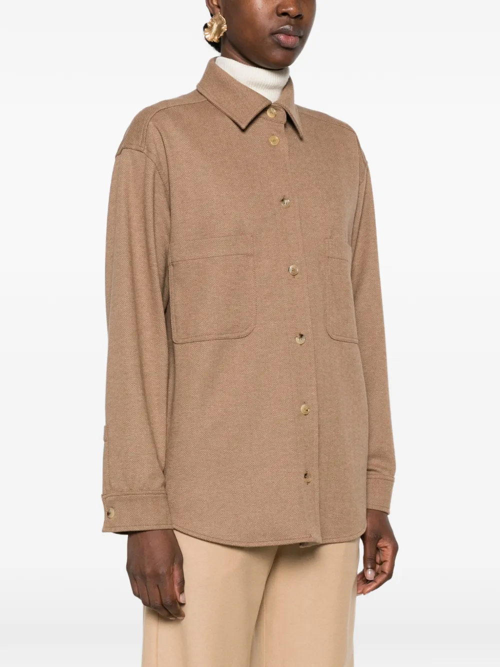 Max Mara herringbone patch-pocket jacket Bruin