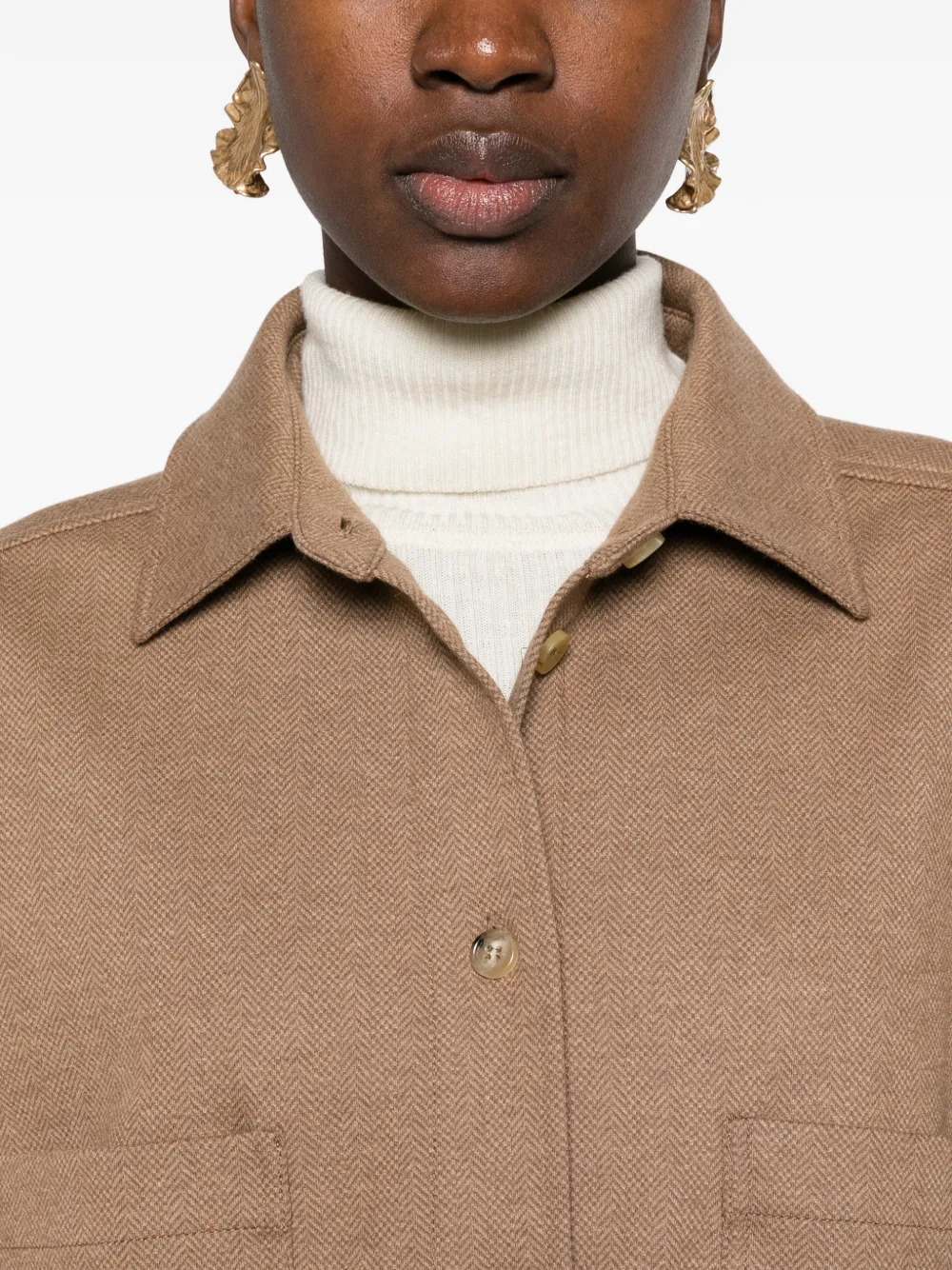 Max Mara herringbone patch-pocket jacket Bruin