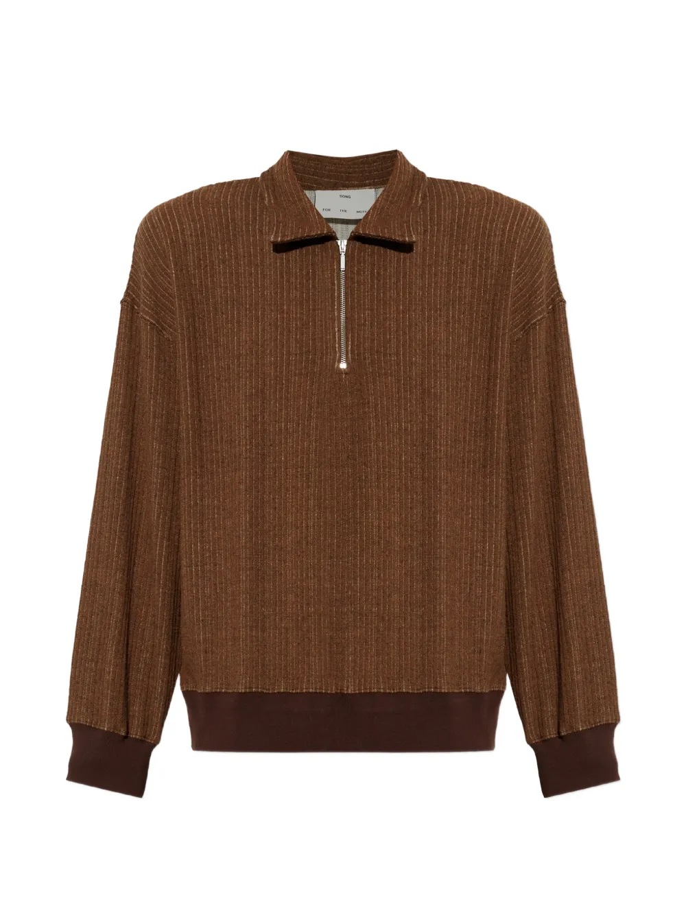 Song For The Mute ribbed-knit zip-up polo shirt - Braun