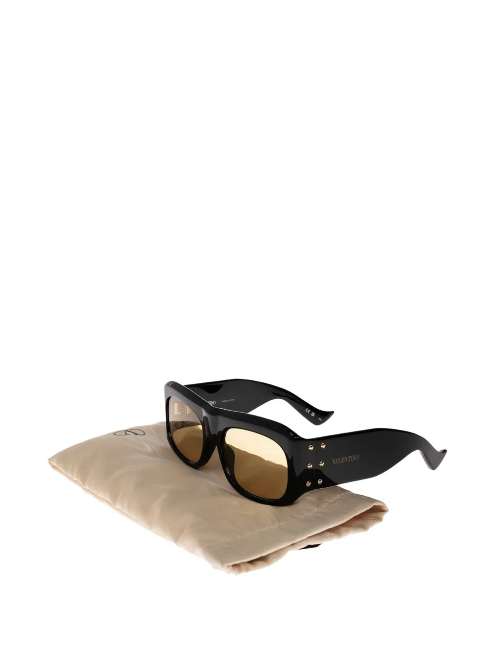 VALENTINO GARAVANI EYEWEAR Zonnebril met rechthoekig montuur Zwart