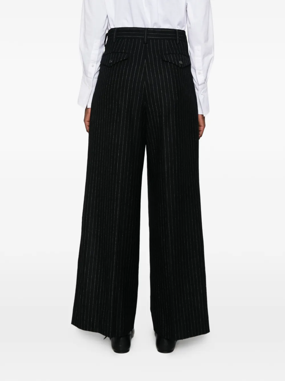 Junya Watanabe Geplooide pantalon met krijtstreep Zwart