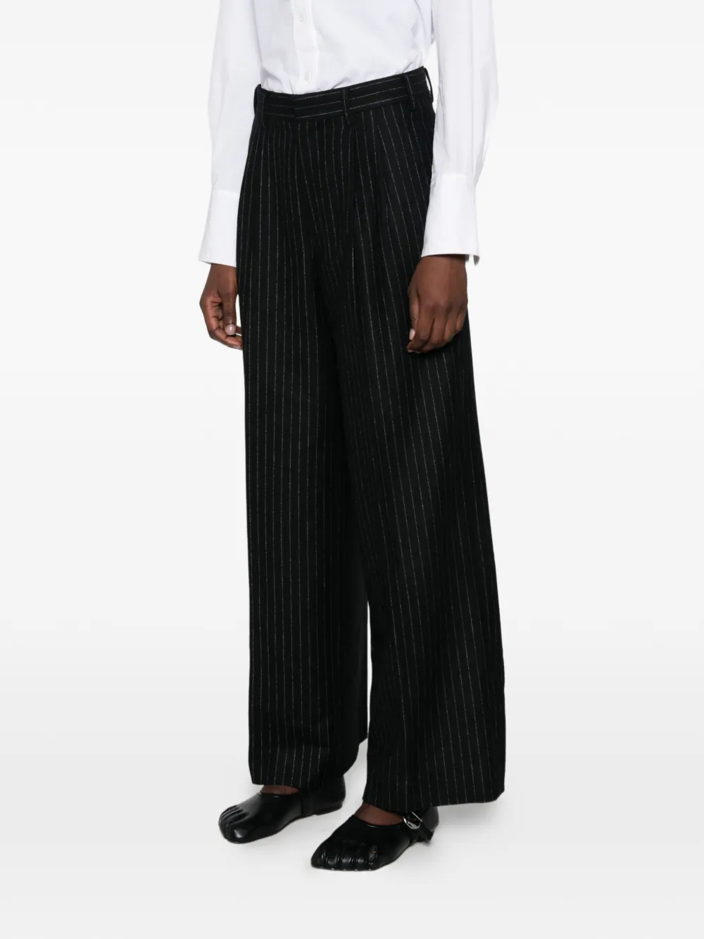 Junya Watanabe Geplooide pantalon met krijtstreep Zwart