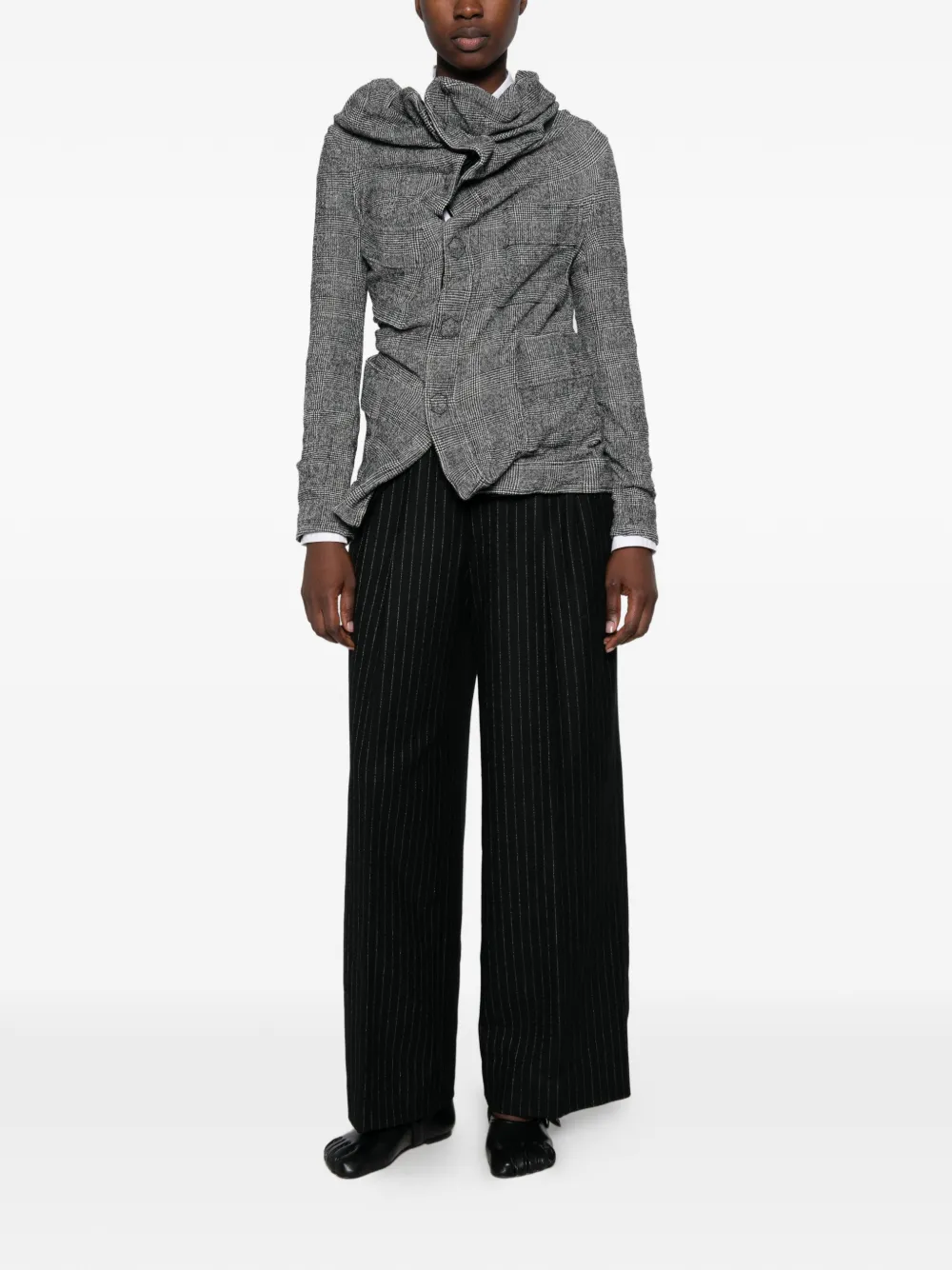 Junya Watanabe Geplooide pantalon met krijtstreep Zwart