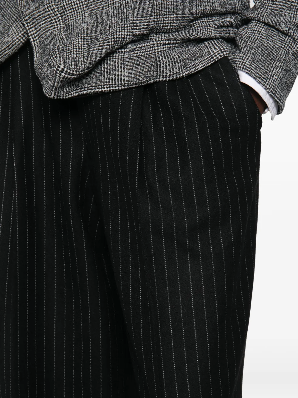 Junya Watanabe Geplooide pantalon met krijtstreep Zwart