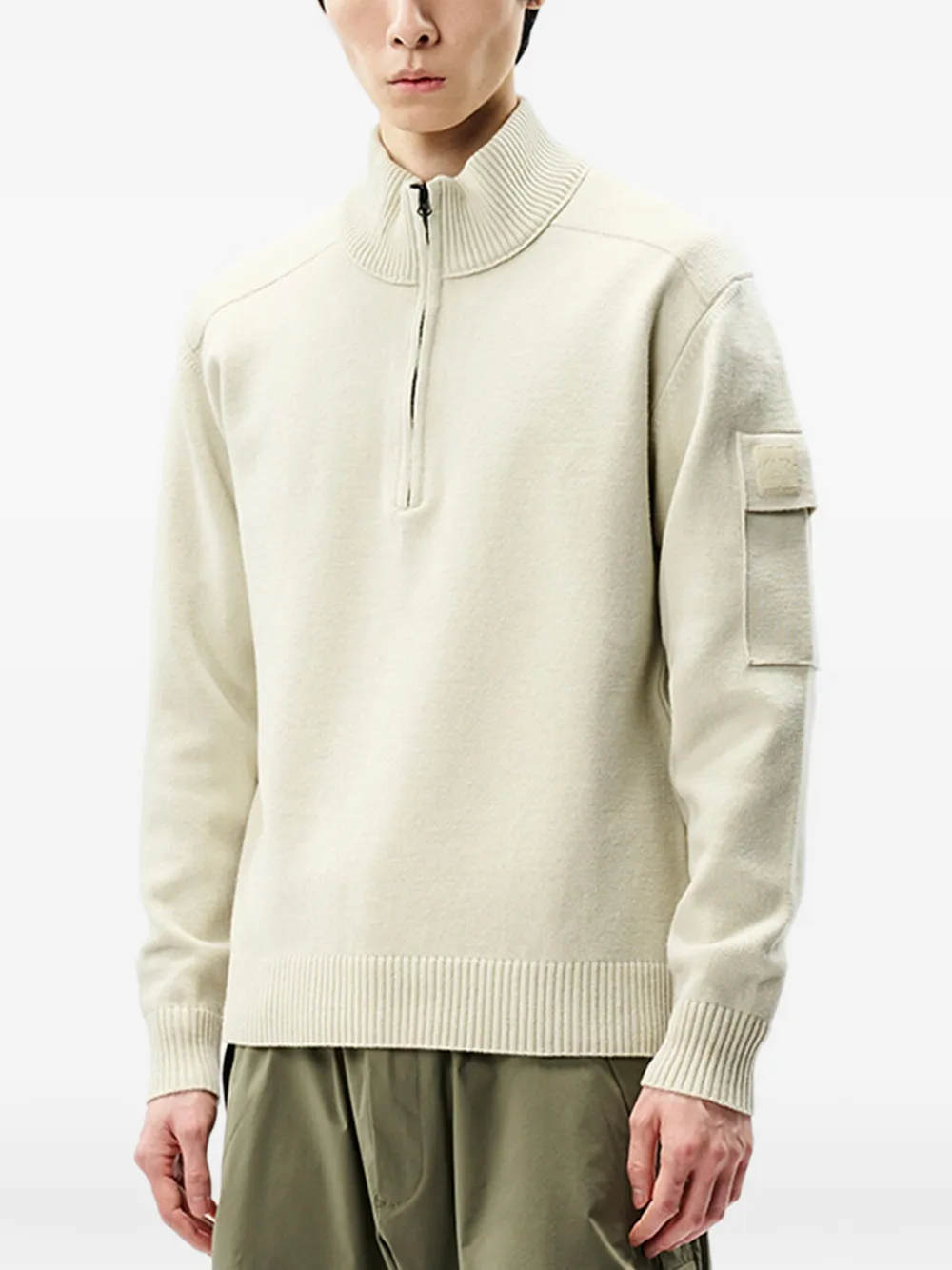 C.P. Company Metropolis Series extrafine-merino-wool half-zip sweater Beige