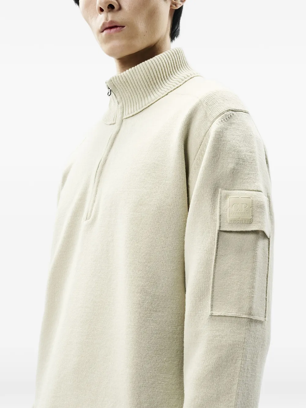 C.P. Company Metropolis Series extrafine-merino-wool half-zip sweater Beige