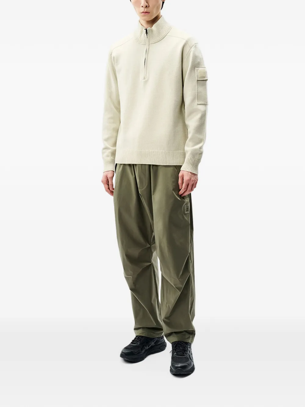 C.P. Company Metropolis Series extrafine-merino-wool half-zip sweater Beige