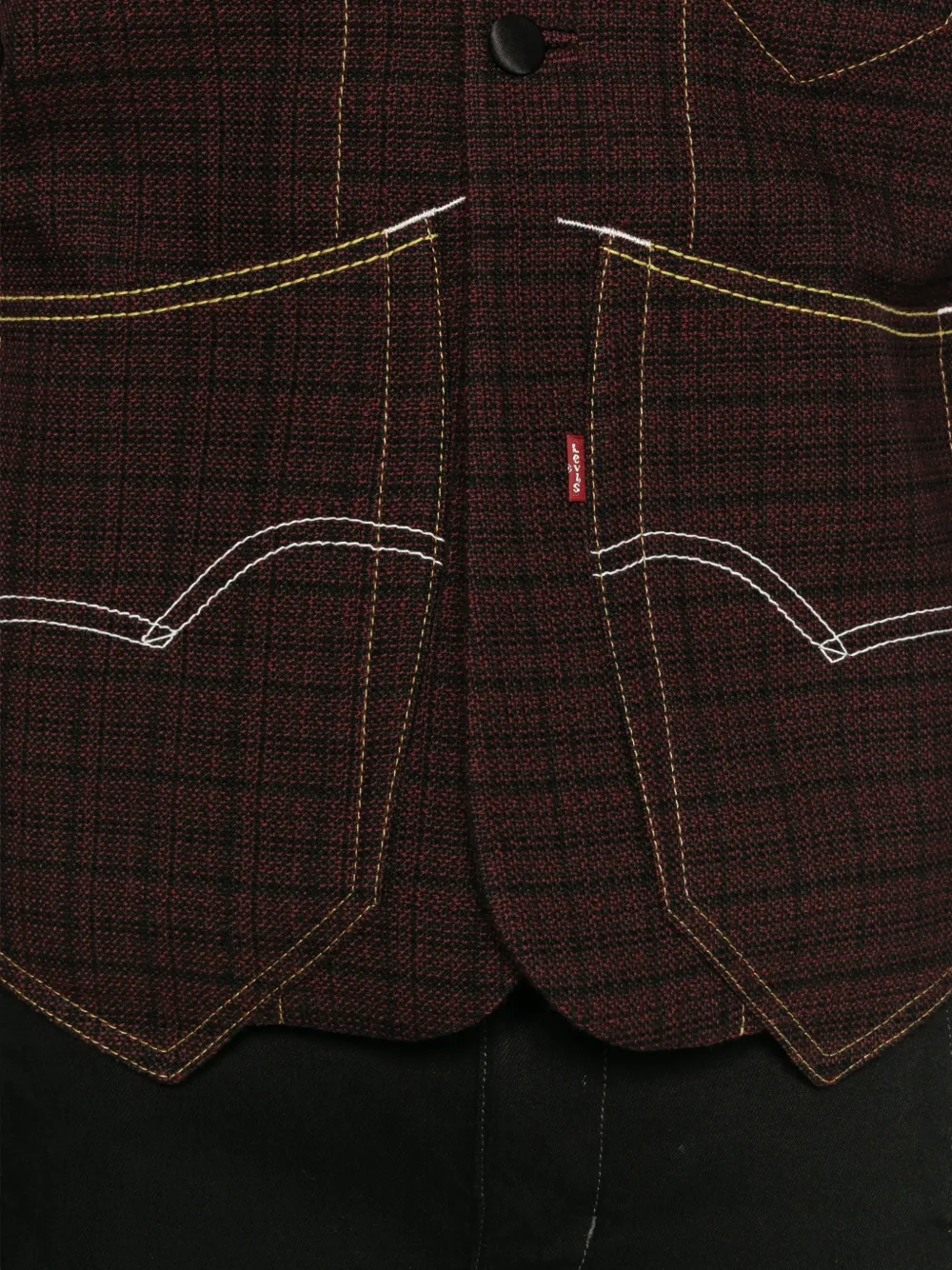 Junya Watanabe MAN x Levi's geruit shirtjack met contrasterende stiksels Rood