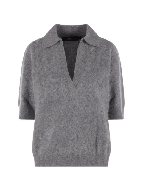 arch4 Kaia cashmere spread-collar short-sleeved sweater