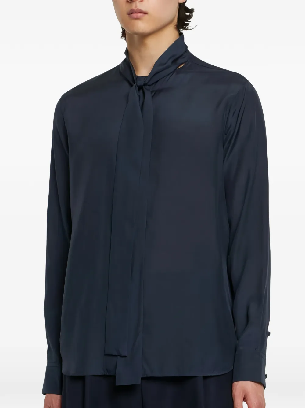 Valentino Garavani Zijden overhemd met sjaaldetail Blauw