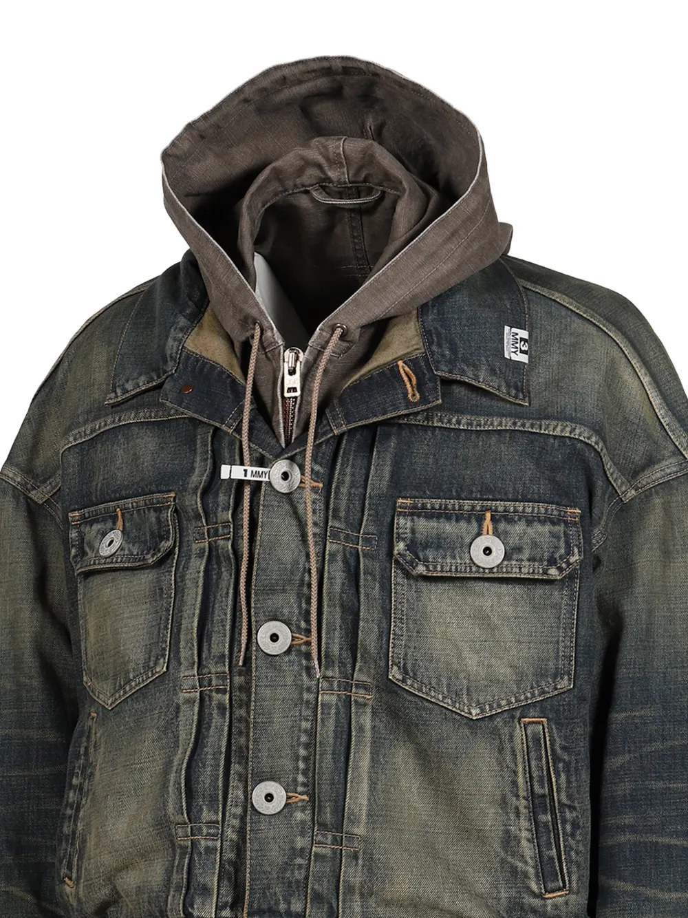 Maison MIHARA YASUHIRO shifted layer denim jacket Blauw