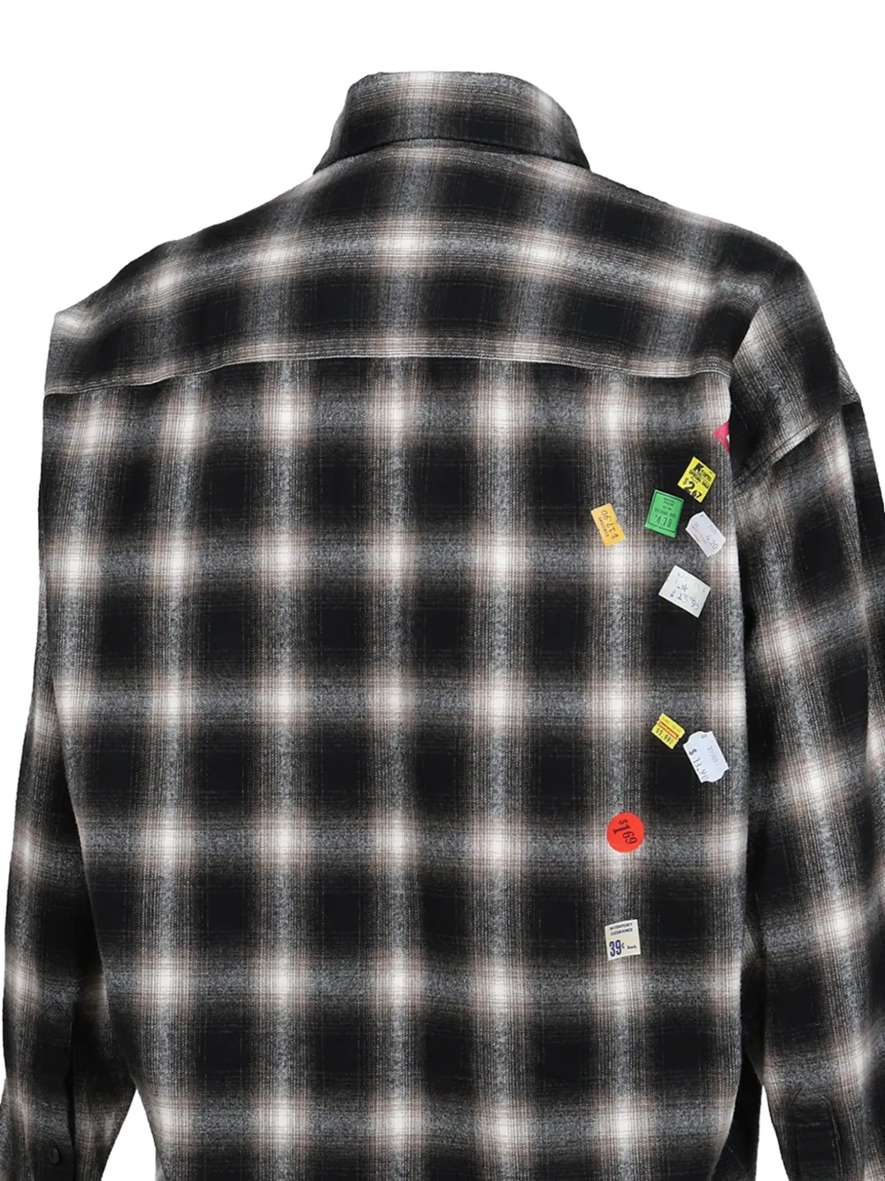Maison MIHARA YASUHIRO Geruit overhemd met prijssticker-print Zwart