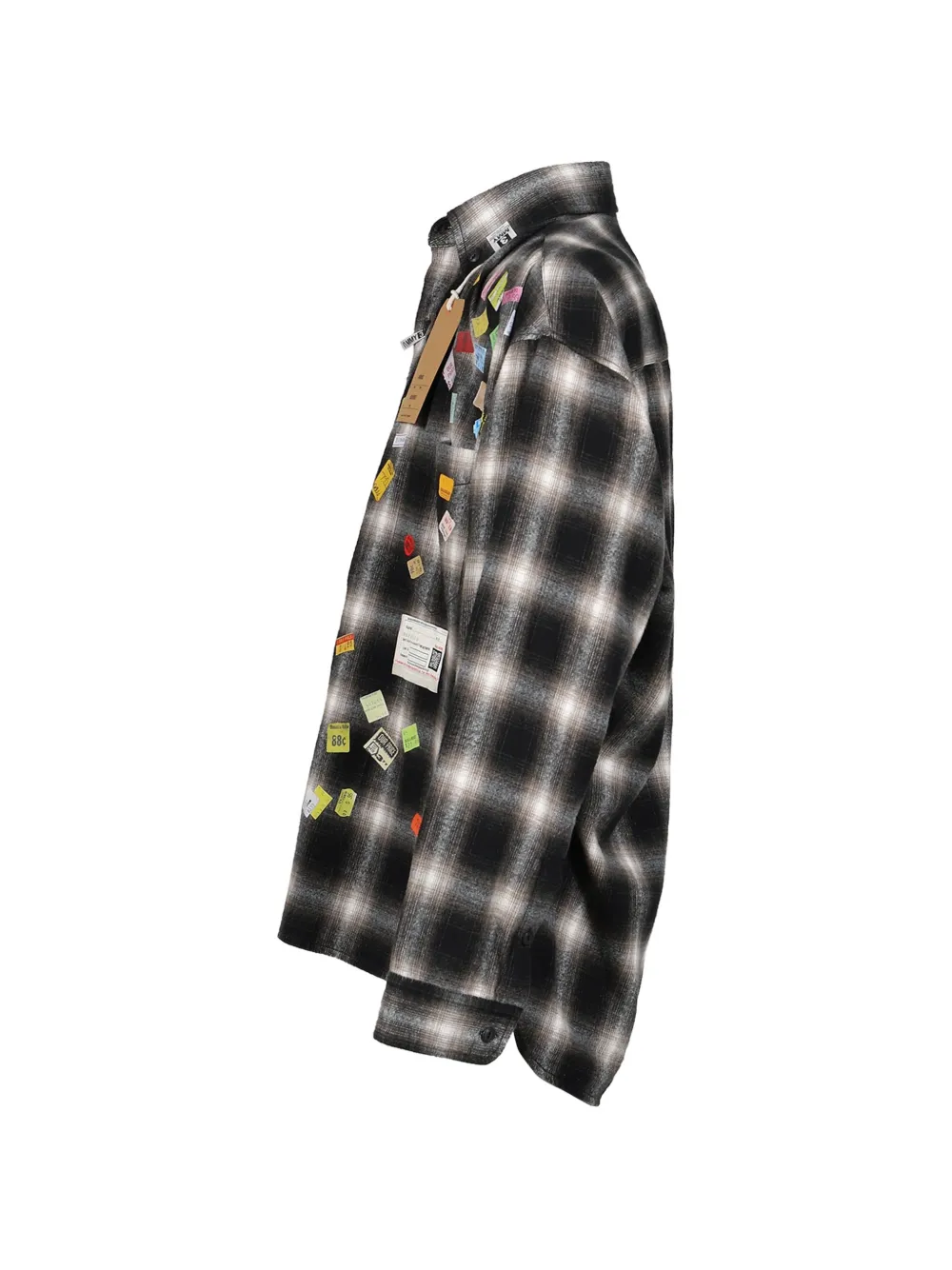 Maison MIHARA YASUHIRO Geruit overhemd met prijssticker-print Zwart
